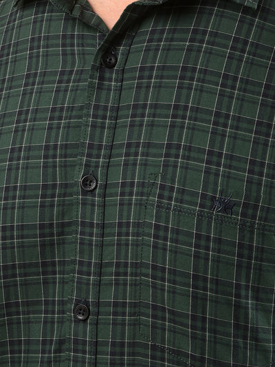 Green Checked 100% Cotton Shirt-Men Shirts-Crimsoune Club