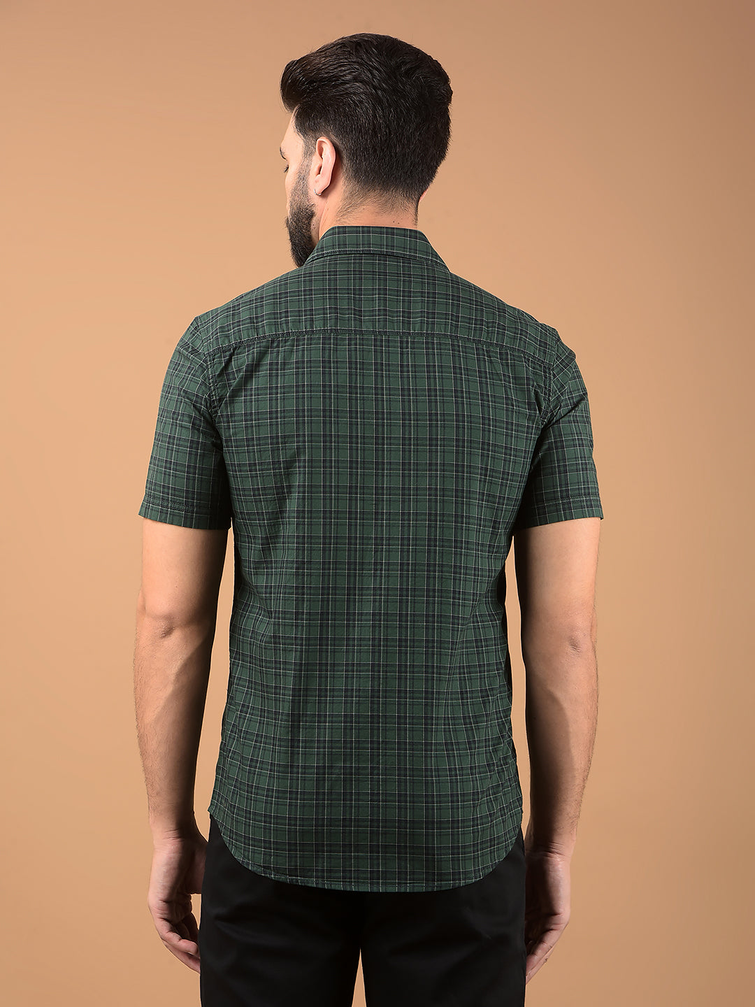 Green Checked 100% Cotton Shirt-Men Shirts-Crimsoune Club