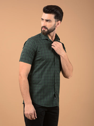 Green Checked 100% Cotton Shirt-Men Shirts-Crimsoune Club