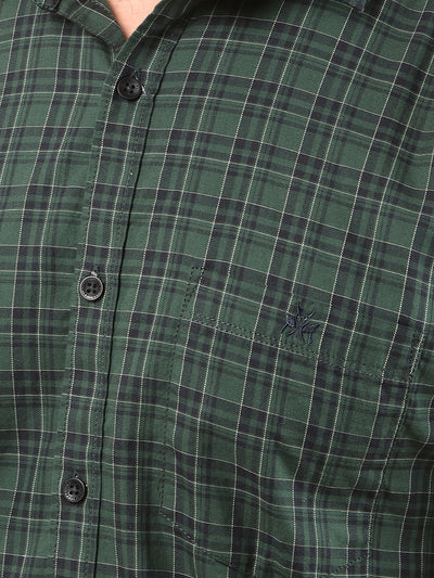 Green Checked 100% Cotton Shirt-Men Shirts-Crimsoune Club