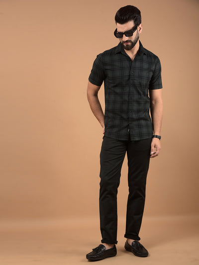 Green Checked 100% Cotton Shirt-Men Shirts-Crimsoune Club