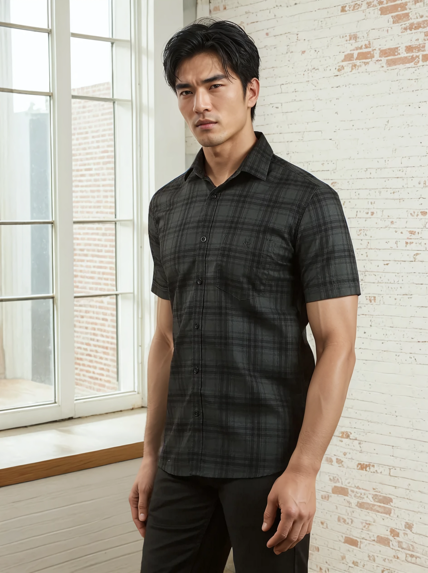 Green Checked 100% Cotton Shirt-Men Shirts-Crimsoune Club