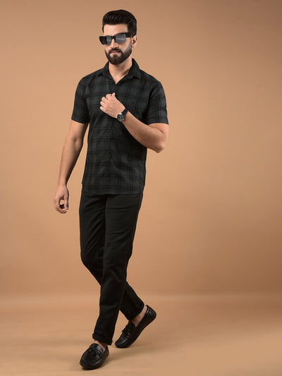Green Checked 100% Cotton Shirt-Men Shirts-Crimsoune Club
