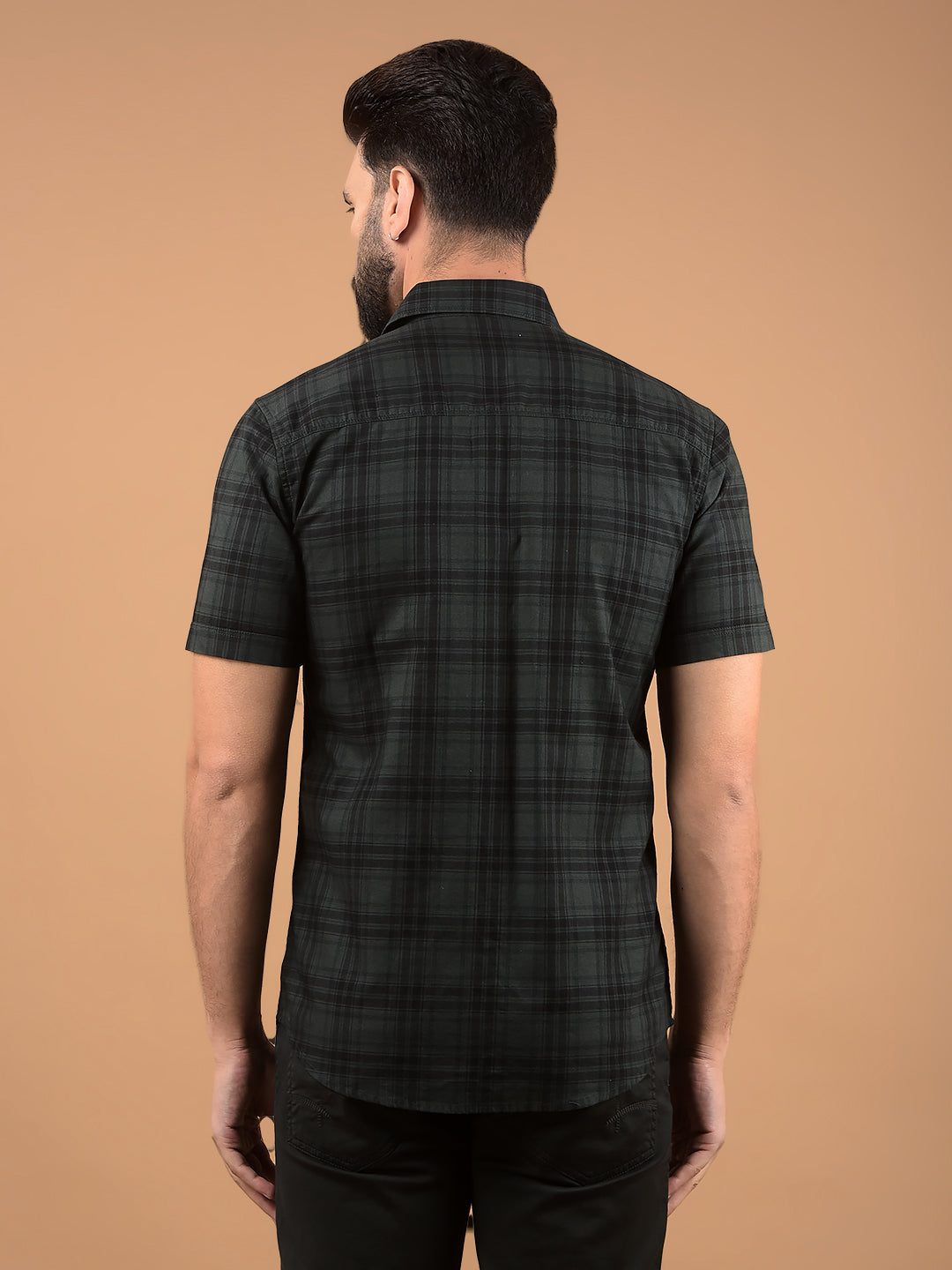 Green Checked 100% Cotton Shirt-Men Shirts-Crimsoune Club