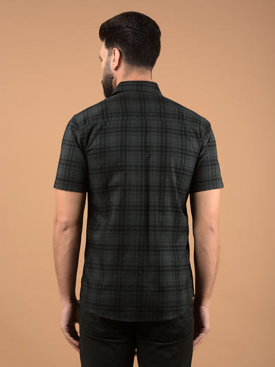 Green Checked 100% Cotton Shirt-Men Shirts-Crimsoune Club