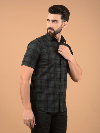 Green Checked 100% Cotton Shirt-Men Shirts-Crimsoune Club