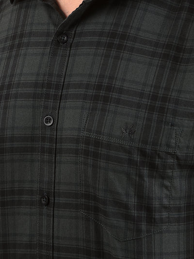 Green Checked 100% Cotton Shirt-Men Shirts-Crimsoune Club