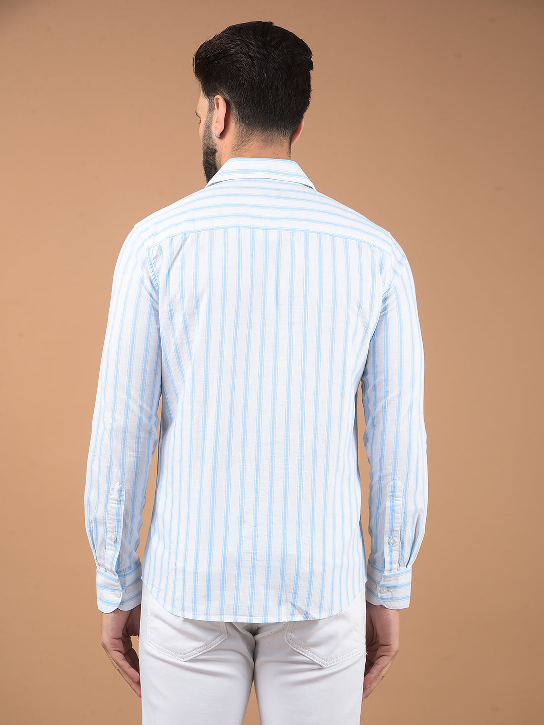 White Vertical Stripes 100% Cotton Shirt-Men Shirts-Crimsoune Club