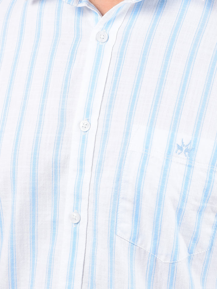 White Vertical Stripes 100% Cotton Shirt-Men Shirts-Crimsoune Club