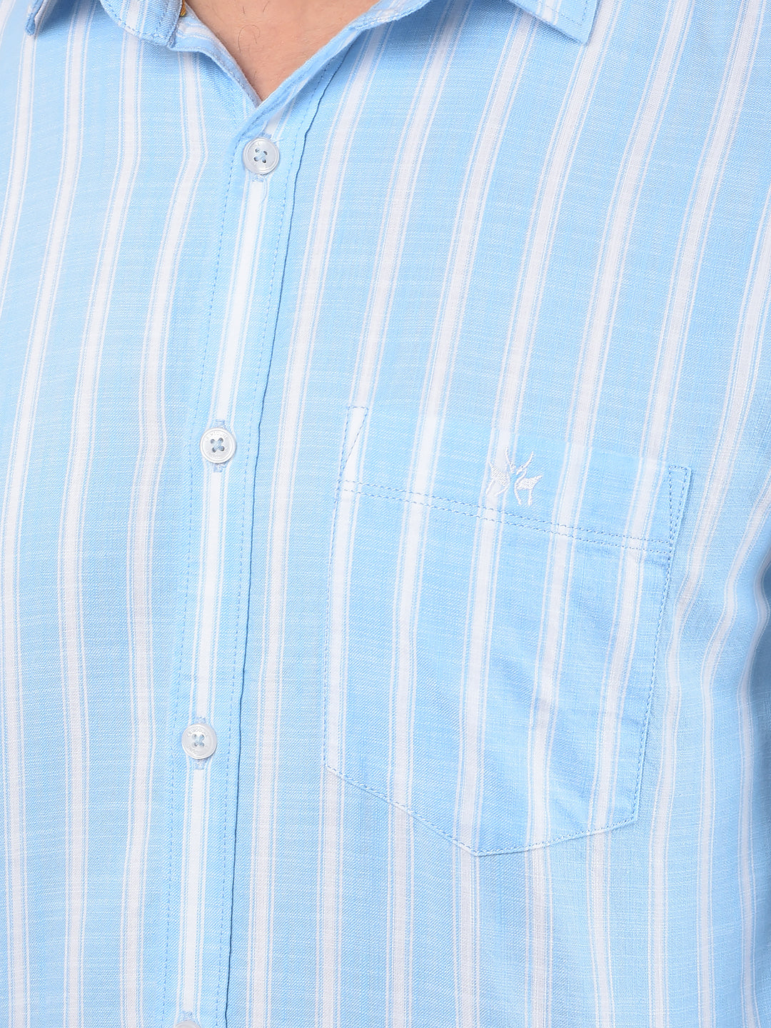 Blue Vertical Stripes 100% Cotton Shirt-Men Shirts-Crimsoune Club