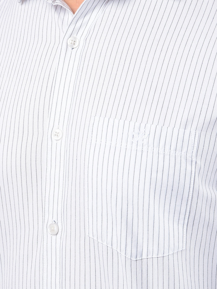 White Vertical Stripes 100% Cotton Shirt-Men Shirts-Crimsoune Club