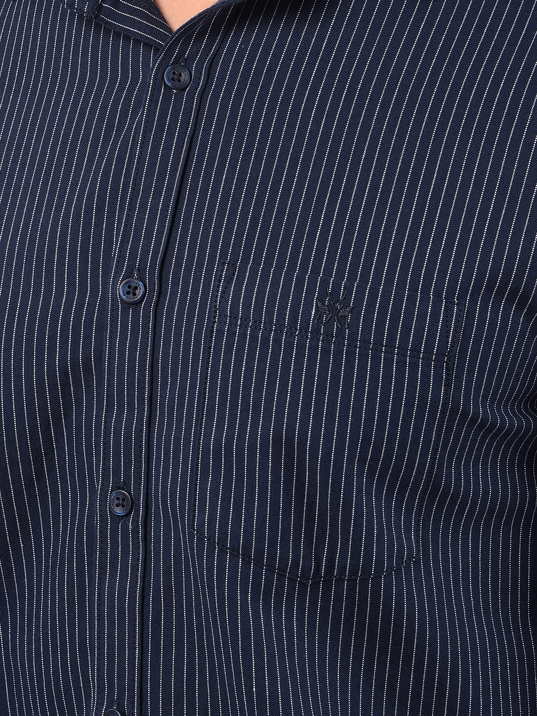 Navy Blue Vertical Stripes 100% Cotton Shirt-Men Shirts-Crimsoune Club