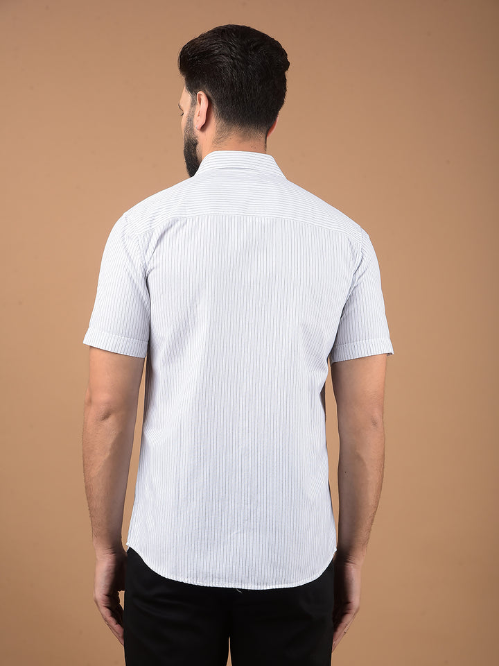 White Vertical Stripes 100% Cotton Shirt-Men Shirts-Crimsoune Club