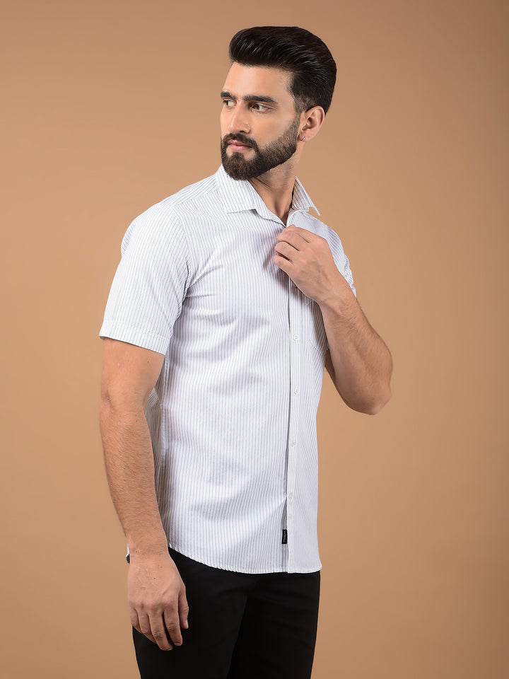 White Vertical Stripes 100% Cotton Shirt-Men Shirts-Crimsoune Club