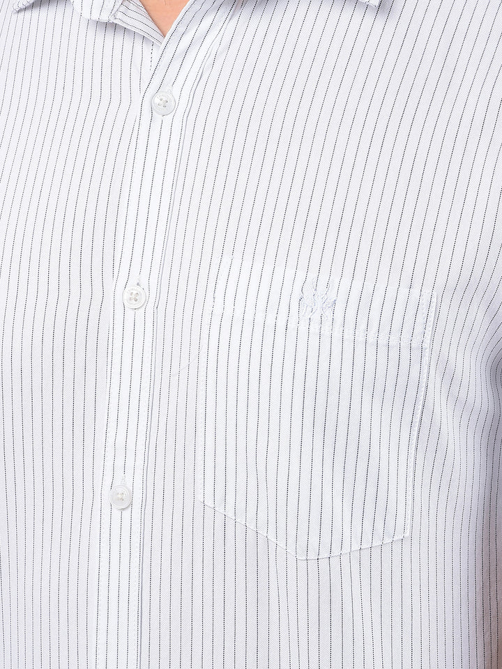 White Vertical Stripes 100% Cotton Shirt-Men Shirts-Crimsoune Club