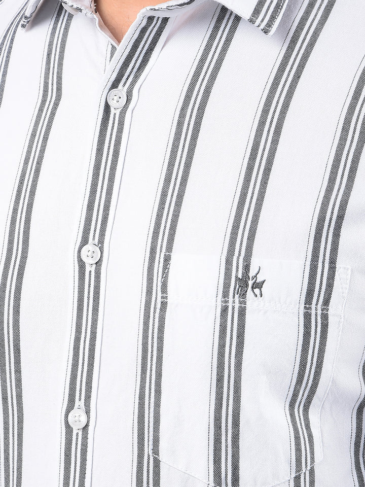 White Vertical Stripes 100% Cotton Shirt-Men Shirts-Crimsoune Club