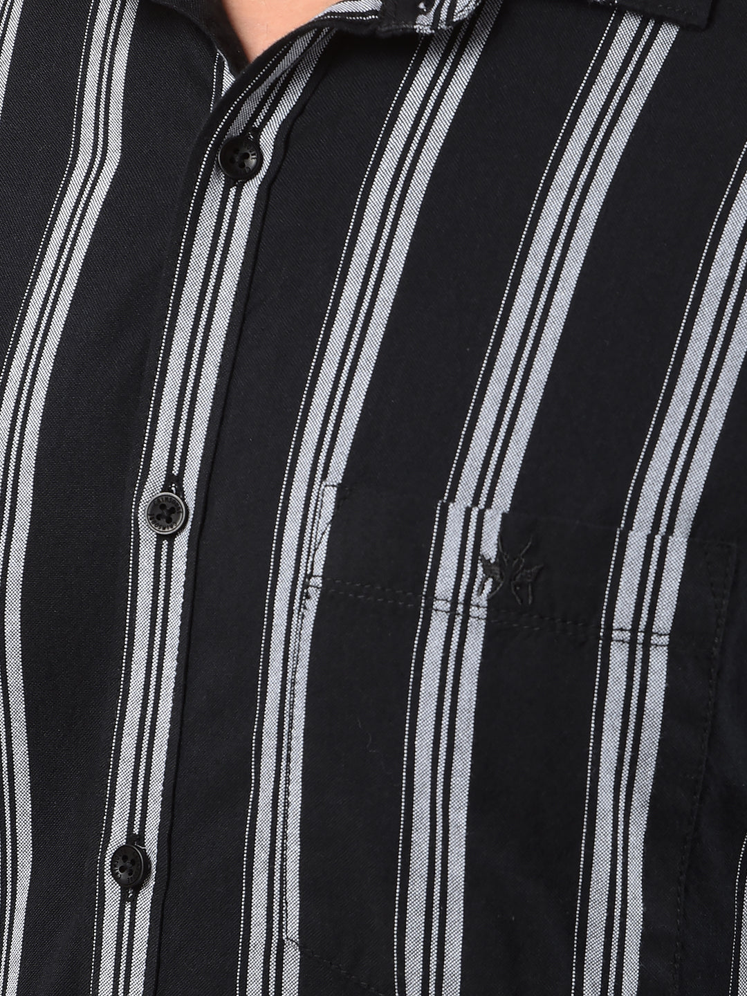 Navy Blue Vertical Stripes 100% Cotton Shirt-Men Shirts-Crimsoune Club