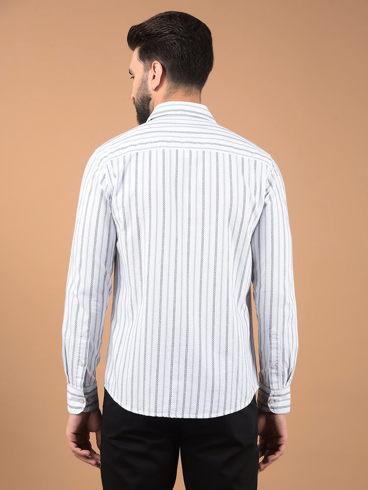 White Vertical Stripes 100% Cotton Shirt-Men Shirts-Crimsoune Club