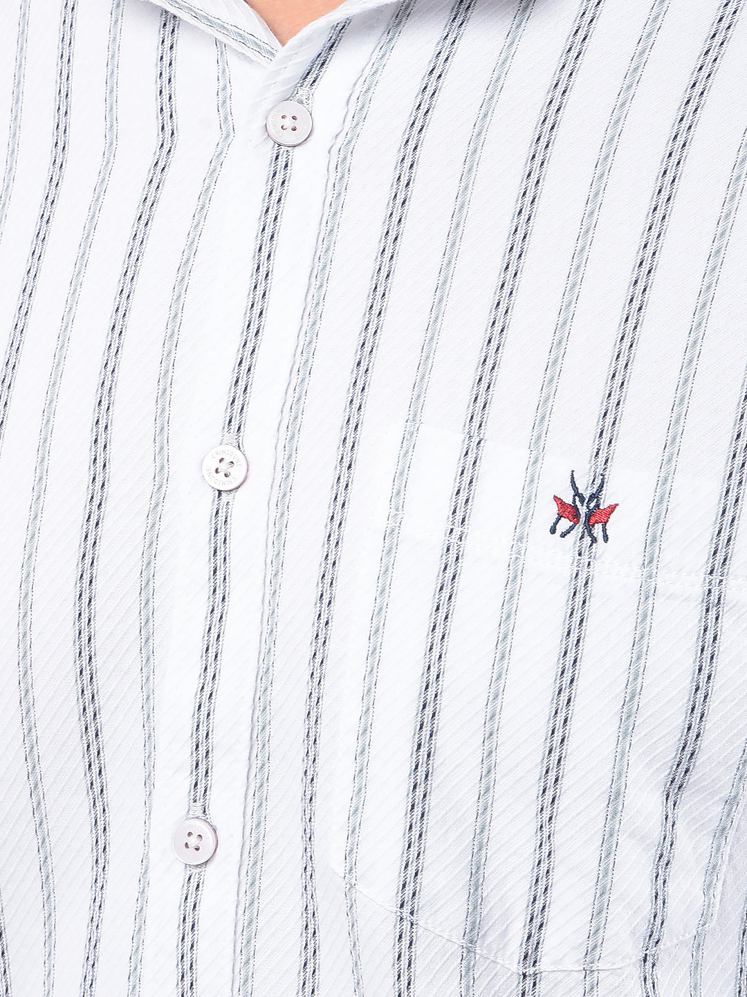 White Vertical Stripes 100% Cotton Shirt-Men Shirts-Crimsoune Club