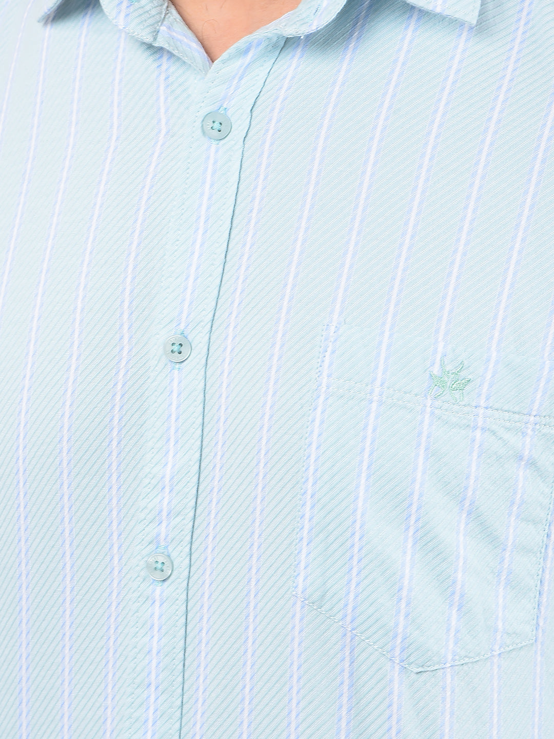 Green Vertical Stripes 100% Cotton Shirt-Men Shirts-Crimsoune Club