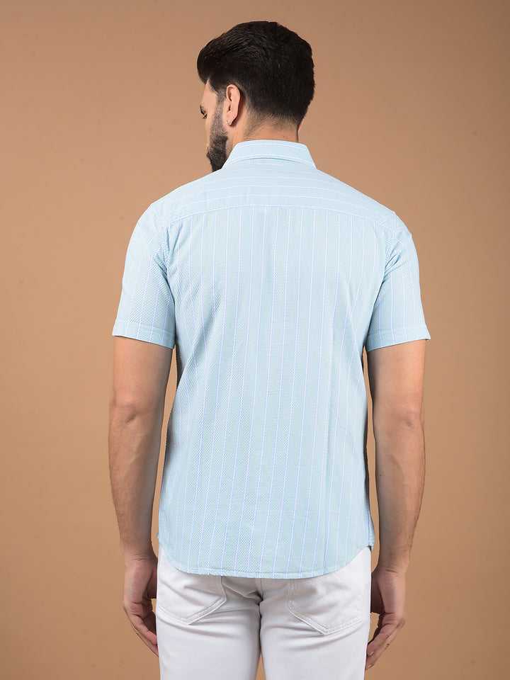 Green Vertical Stripes 100% Cotton Shirt-Men Shirts-Crimsoune Club