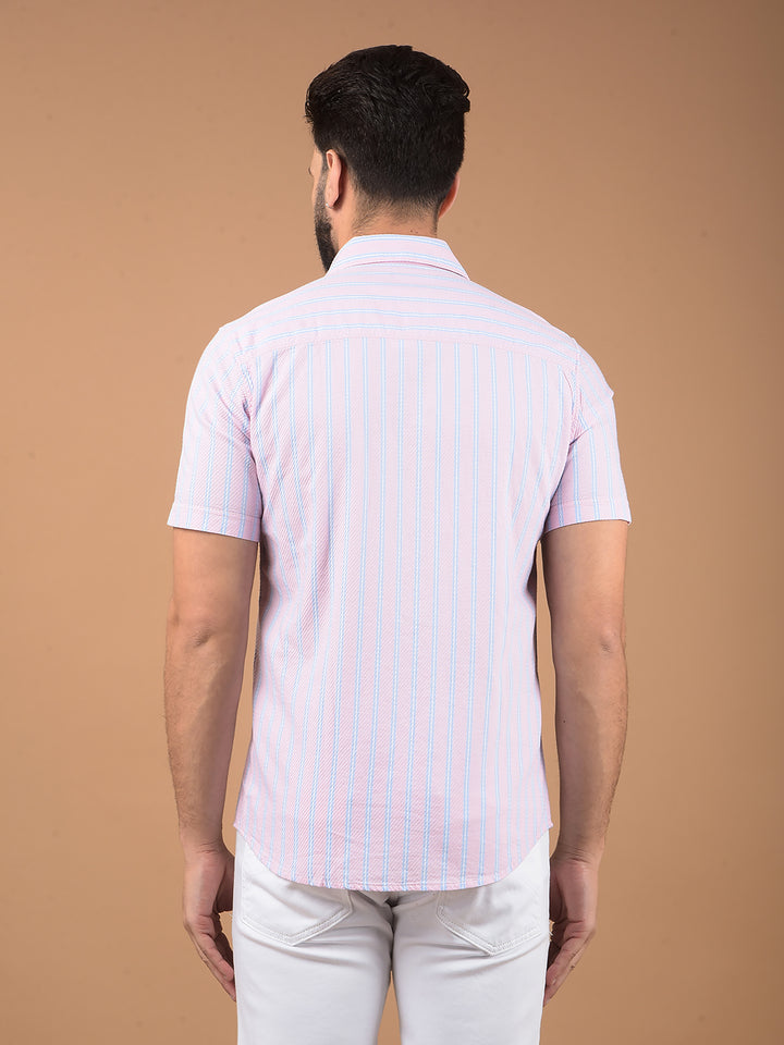 Pink Vertical Stripes 100% Cotton Shirt-Men Shirts-Crimsoune Club