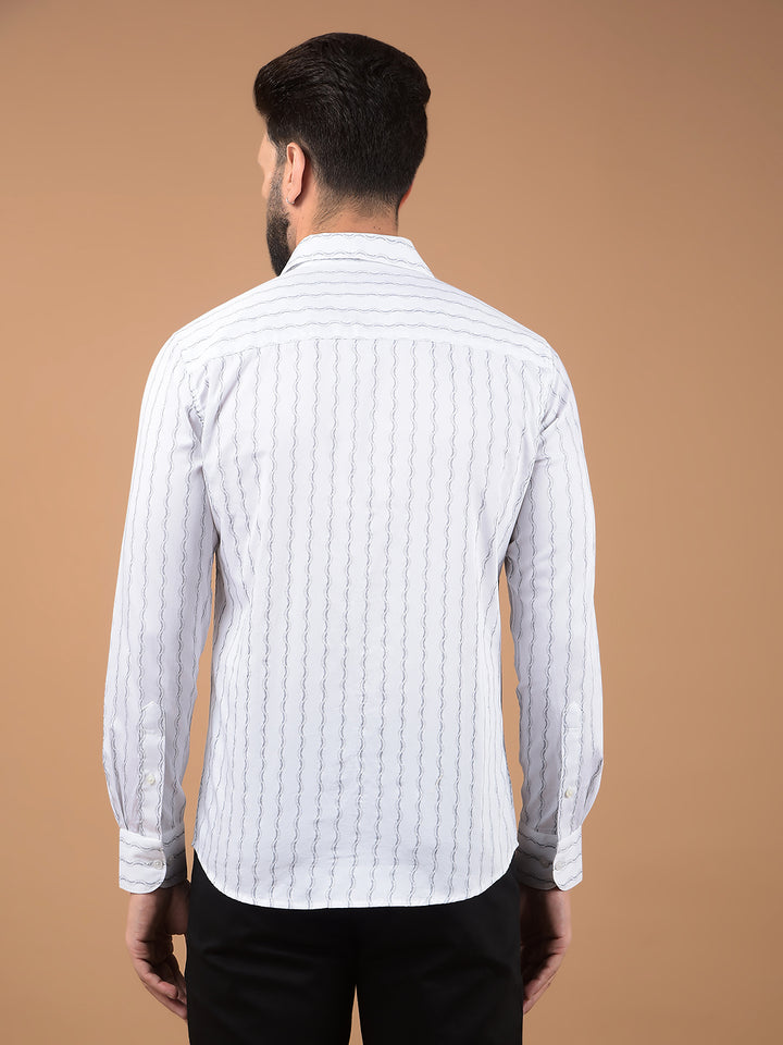 White Vertical Stripes 100% Cotton Shirt-Men Shirts-Crimsoune Club