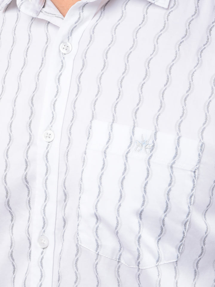 White Vertical Stripes 100% Cotton Shirt-Men Shirts-Crimsoune Club