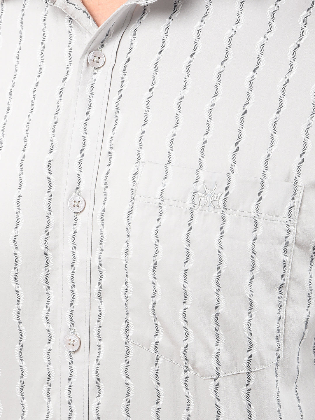 Grey Vertical Stripes 100% Cotton Shirt-Men Shirts-Crimsoune Club