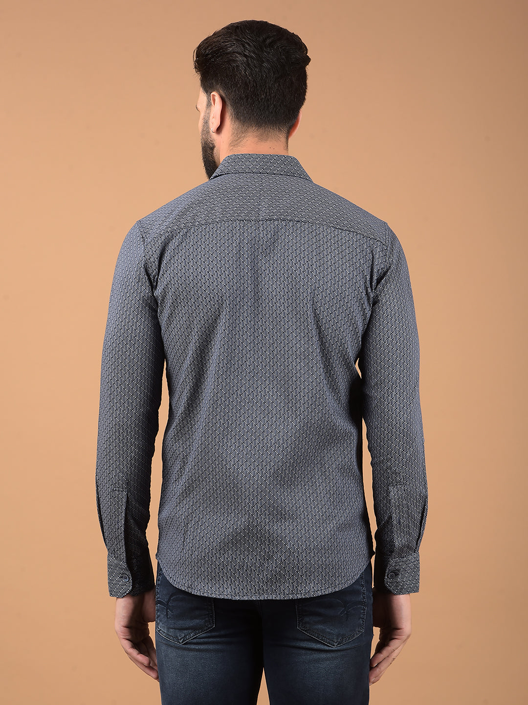 Navy Blue Printed Shirt-Men Shirts-Crimsoune Club