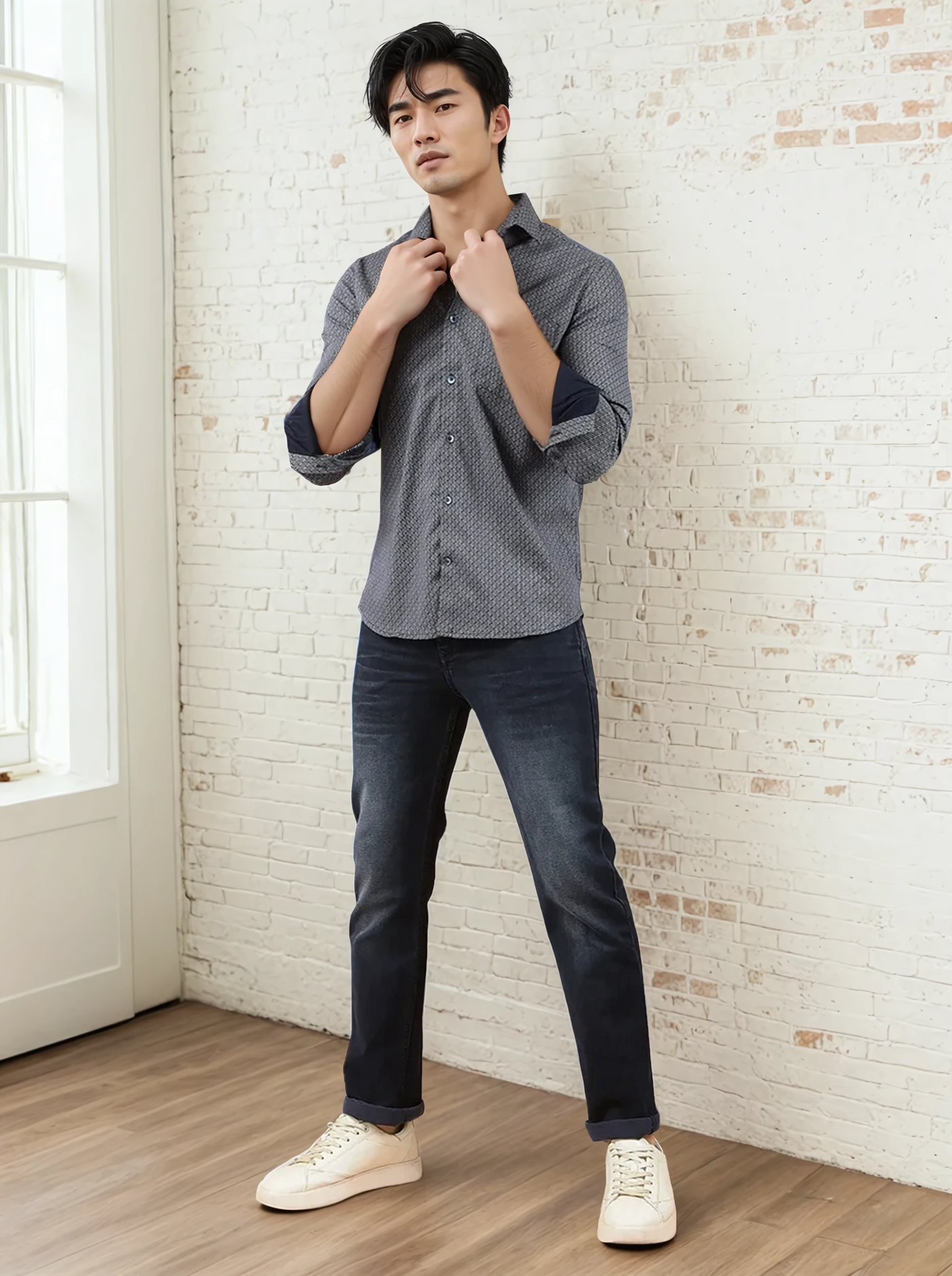Navy Blue Printed Shirt-Men Shirts-Crimsoune Club
