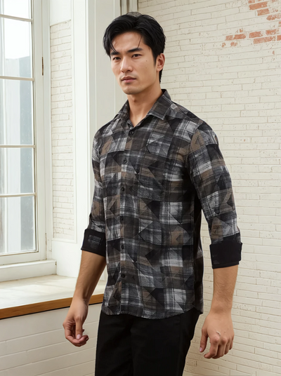 Grey Printed Shirt-Men Shirts-Crimsoune Club