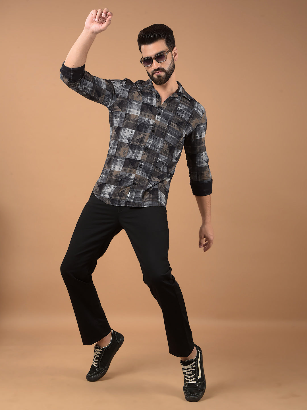 Grey Printed Shirt-Men Shirts-Crimsoune Club