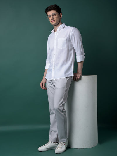 White Linen Shirt-Men Shirts-Crimsoune Club
