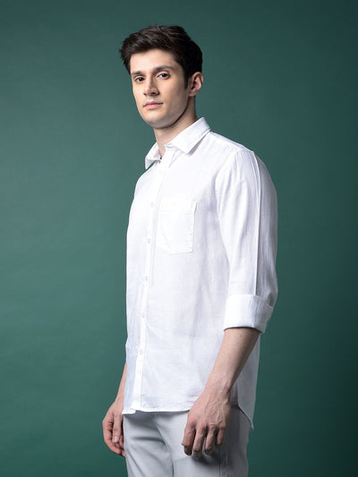 White Linen Shirt-Men Shirts-Crimsoune Club