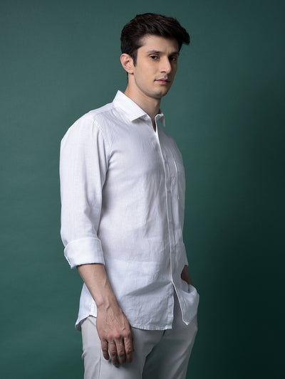 White Linen Shirt-Men Shirts-Crimsoune Club
