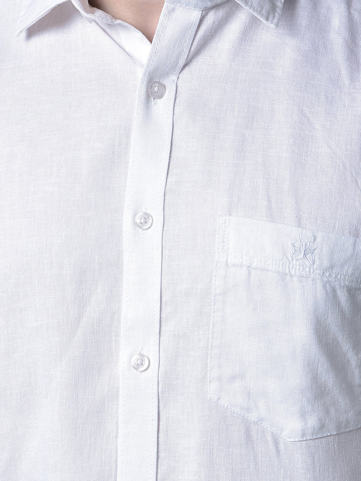 White Linen Shirt-Men Shirts-Crimsoune Club