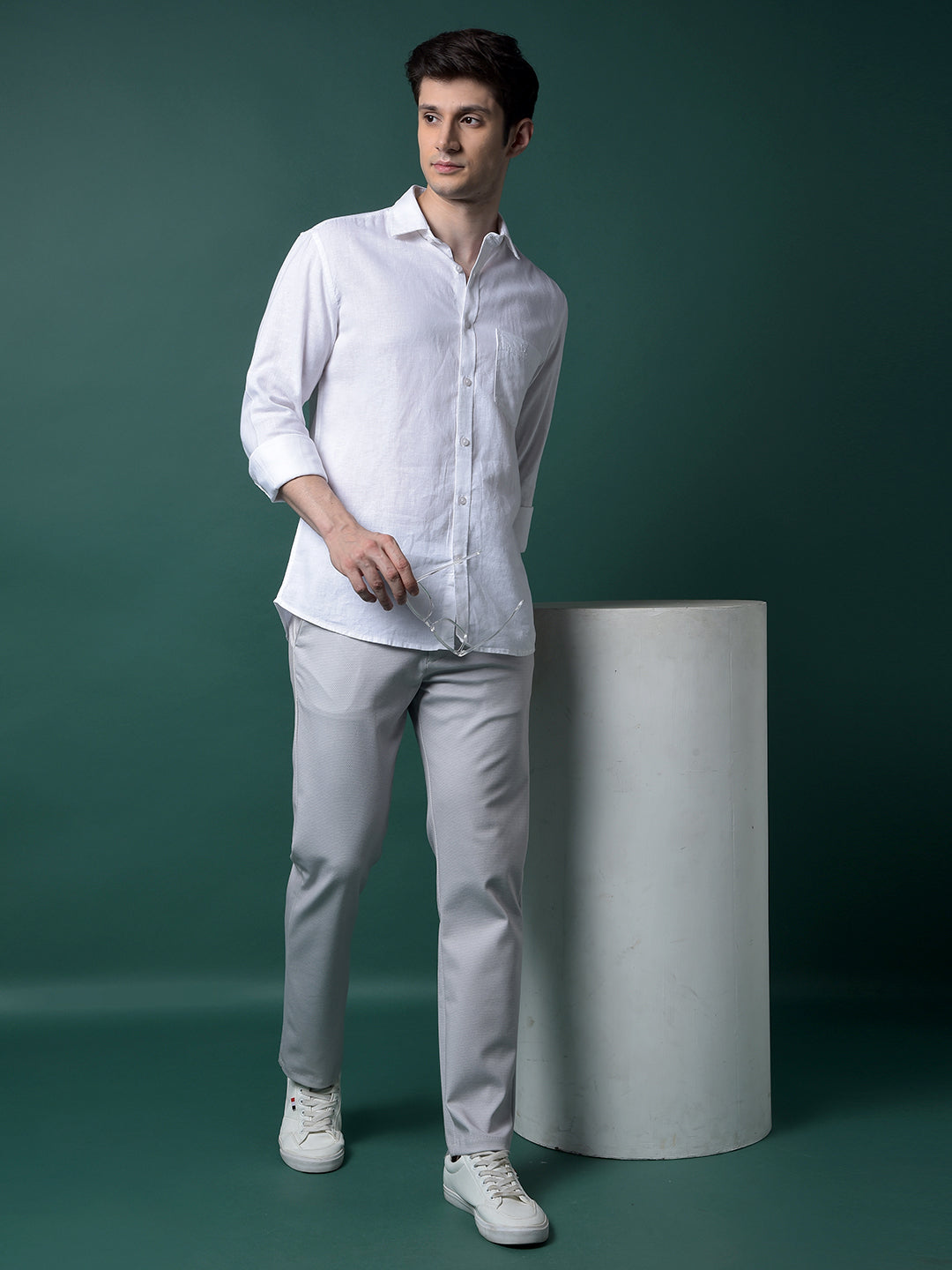 White Linen Shirt-Men Shirts-Crimsoune Club