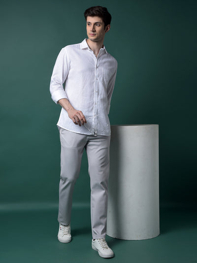 White Linen Shirt-Men Shirts-Crimsoune Club