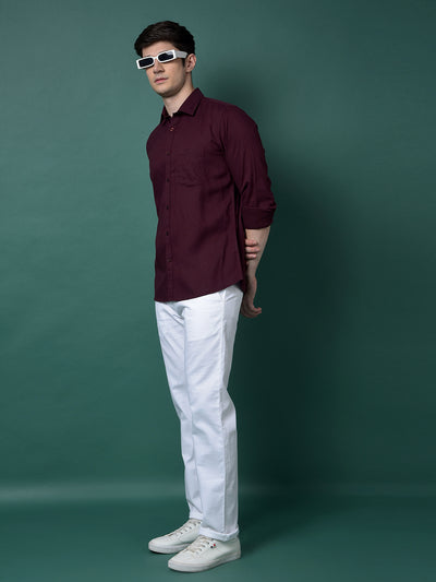 Wine Linen Shirt-Men Shirts-Crimsoune Club