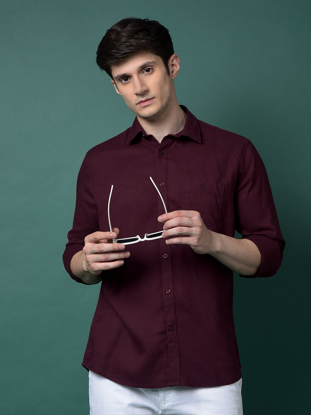 Wine Linen Shirt-Men Shirts-Crimsoune Club