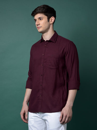 Wine Linen Shirt-Men Shirts-Crimsoune Club