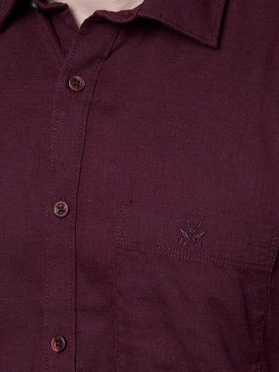 Wine Linen Shirt-Men Shirts-Crimsoune Club