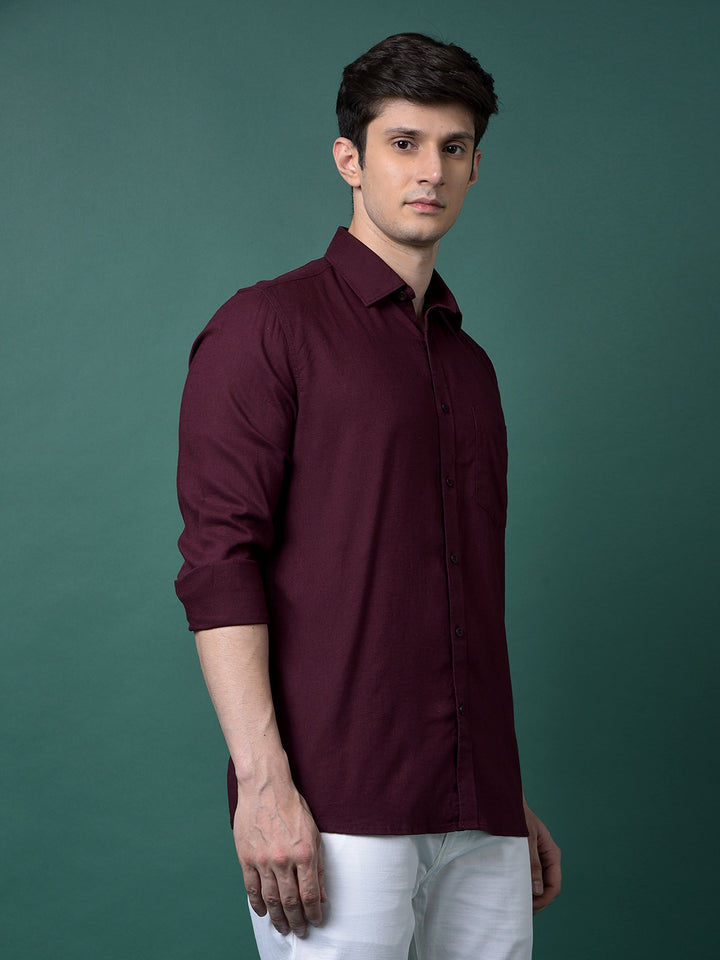 Wine Linen Shirt-Men Shirts-Crimsoune Club