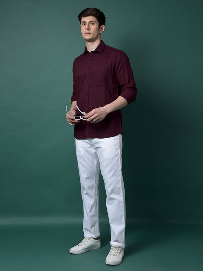 Wine Linen Shirt-Men Shirts-Crimsoune Club