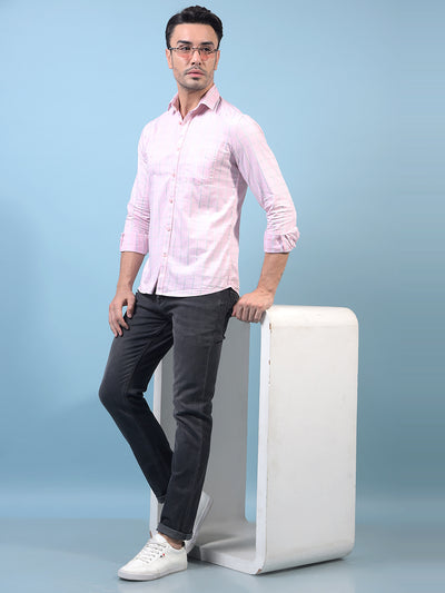 Men's Pink Checked 100% Cotton Shirt-Men Shirts-Crimsoune Club