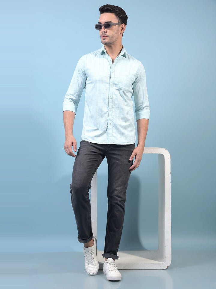 Men's Green Checked 100% Cotton Shirt-Men Shirts-Crimsoune Club