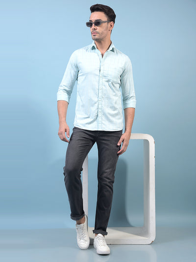Men's Green Checked 100% Cotton Shirt-Men Shirts-Crimsoune Club