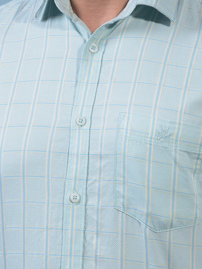 Men's Green Checked 100% Cotton Shirt-Men Shirts-Crimsoune Club