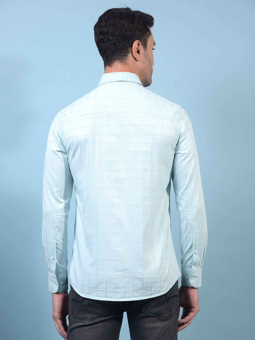 Men's Green Checked 100% Cotton Shirt-Men Shirts-Crimsoune Club
